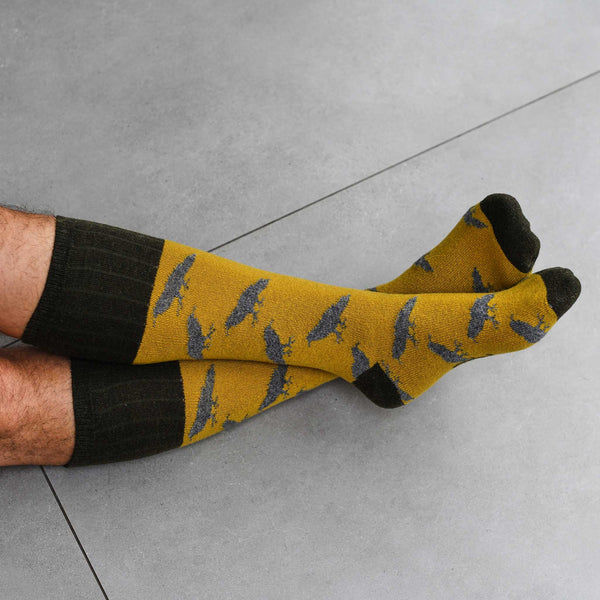 Men's Lime Crow Lambswool Knee Socks