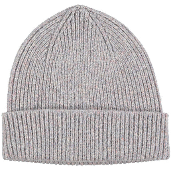 Concrete Grey Ribbed Lambswool Beanie
