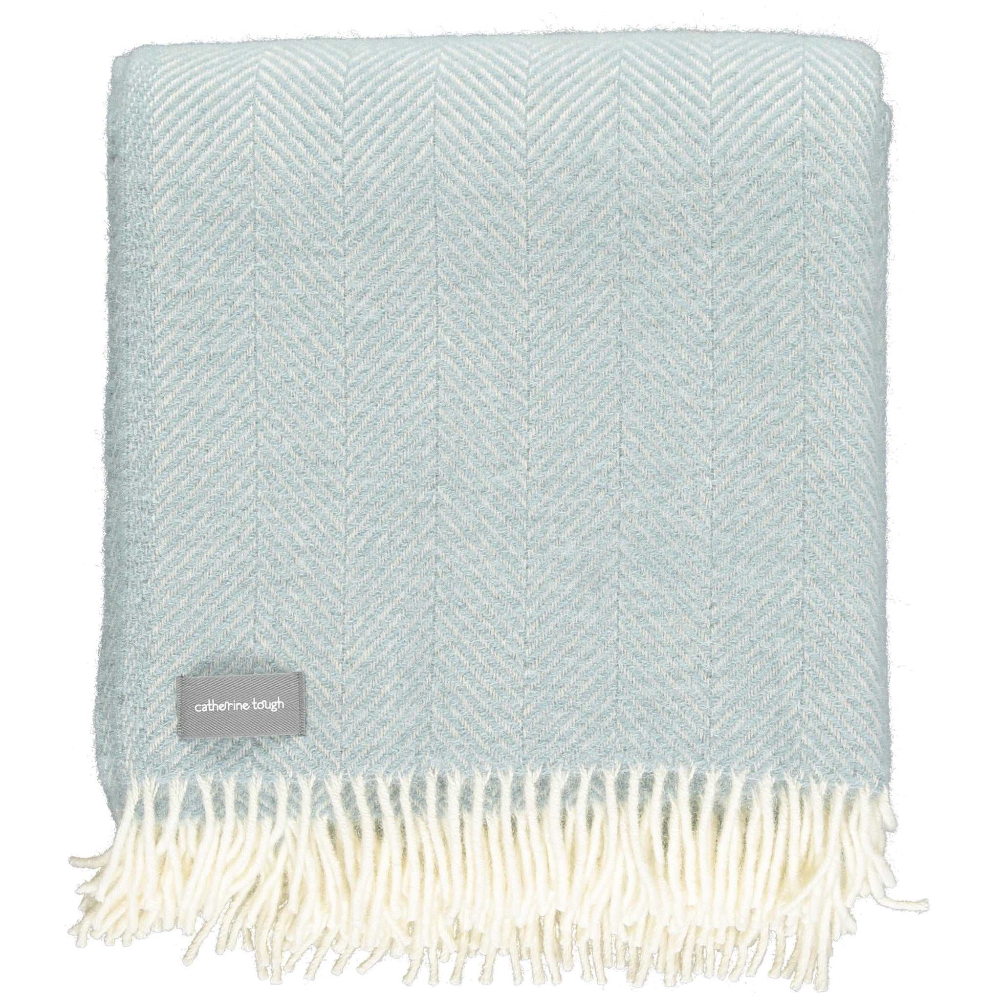 Duck Egg Blue Herringbone Wool Throw – Catherine Tough