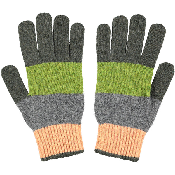 Men's Seaweed & Peach Colour Block Gloves