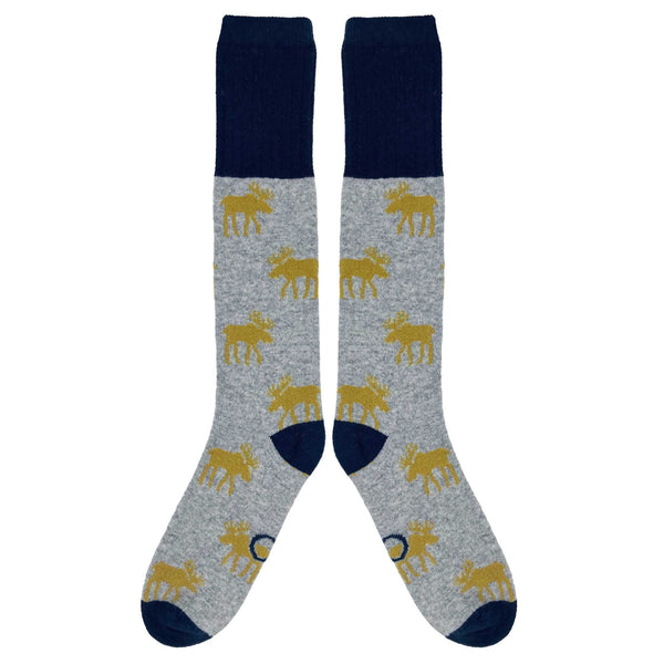 Men's Grey Moose Lambswool Knee Socks