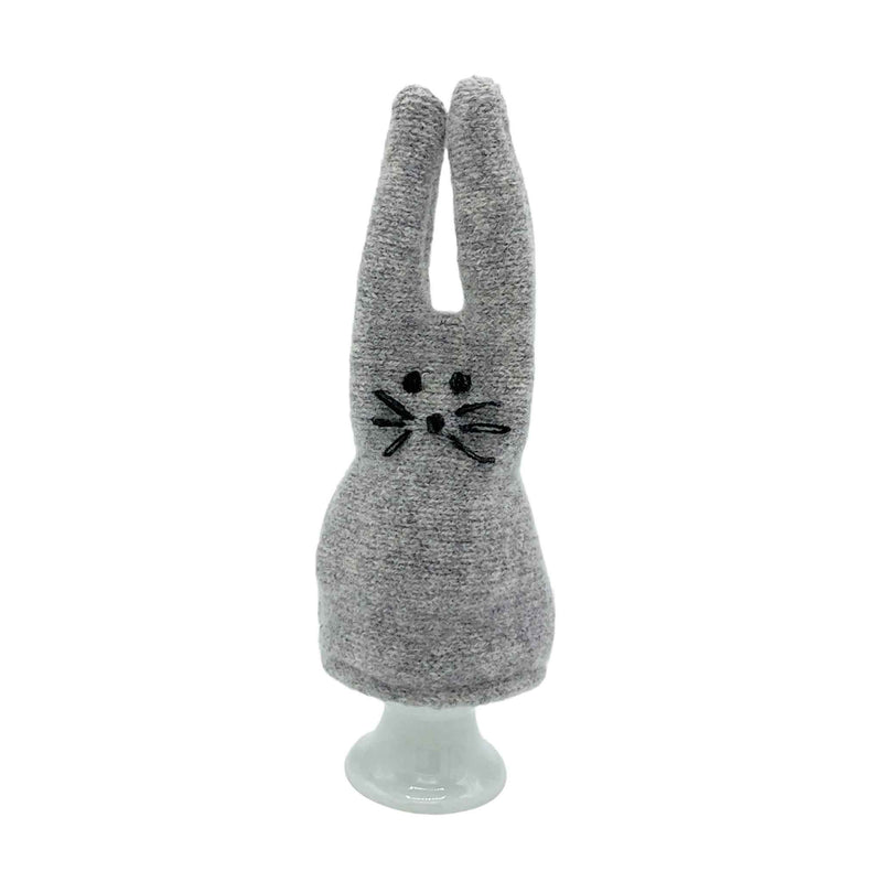 GREY RABBIT LAMBSWOOL EGG COSY  BY CATHERINE TOUGH 
