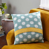 Knitted Lambswool Soft Green & Grey Big Spot Cushion