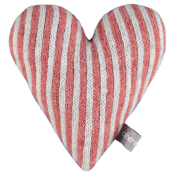 Knitted Orange & Oat Stripy Heart With Lavender