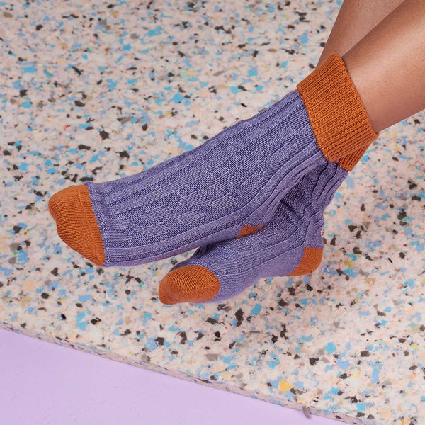 Grey & Teal Cashmere Blend  Slouch Socks