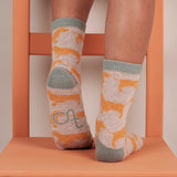 Ladies Oatmeal & Orange Sausage Dog Lambswool Ankle Socks