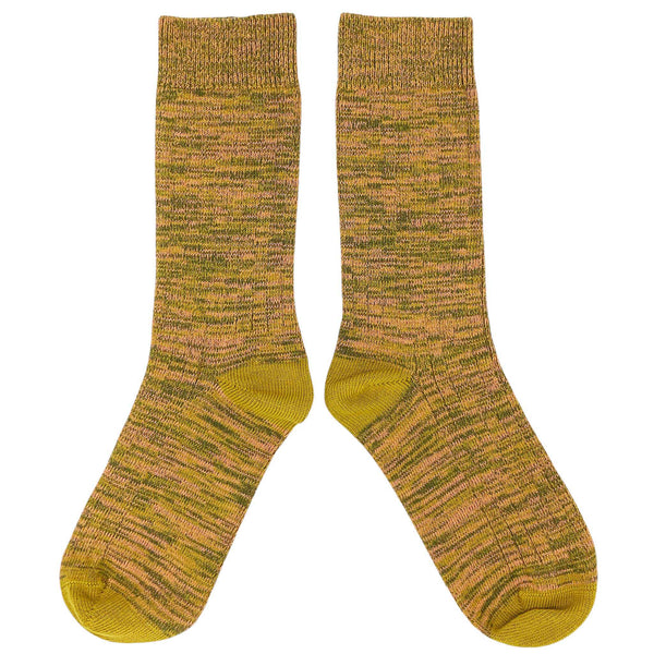 Unisex Organic Cotton Ribbed Ankle Socks - Green Marl