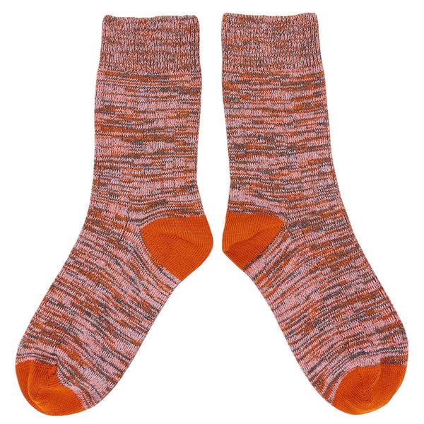 Unisex Organic Cotton Ribbed Ankle Socks - Red Marl