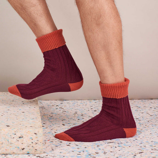 Red & Orange Cashmere Blend Slouch Socks