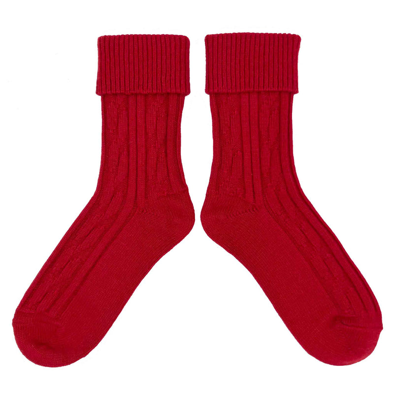 Bright Red Cashmere Mix Slouch Socks