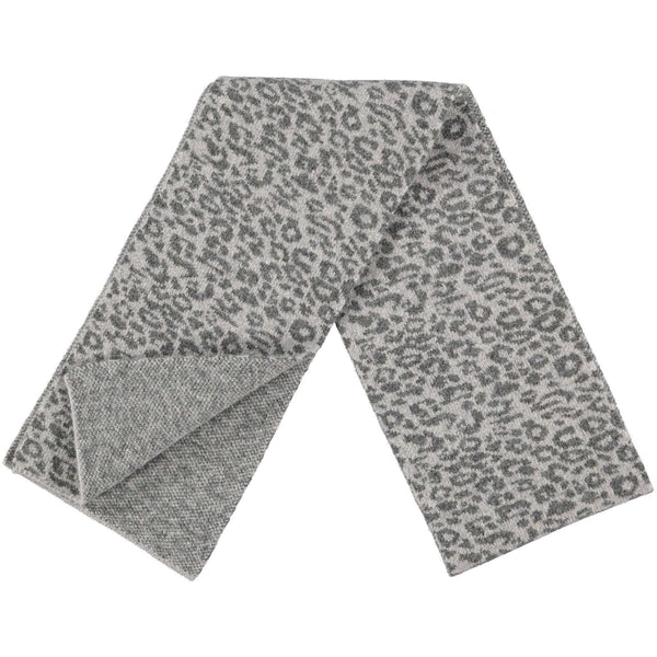 SCARF - lambswool -leopard - grey black