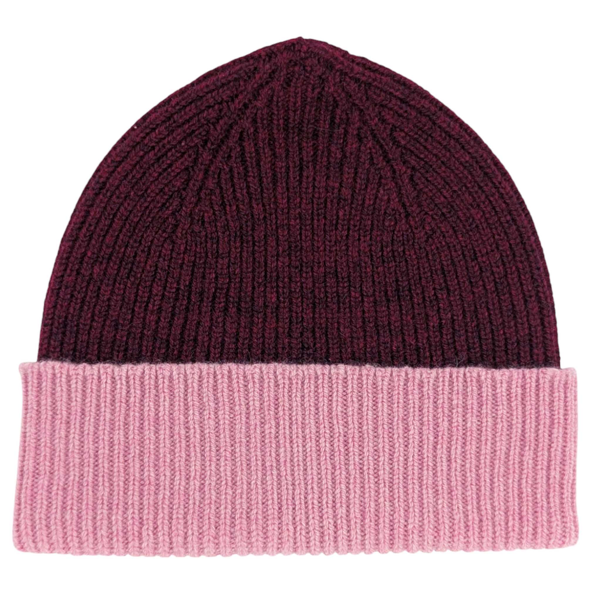 Dark Red Dusky Pink Ribbed Lambswool Unisex Beanie – Catherine Tough