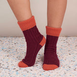 Red & Orange Cashmere Blend Slouch Socks