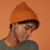 Rust Ribbed Lambswool Beanie