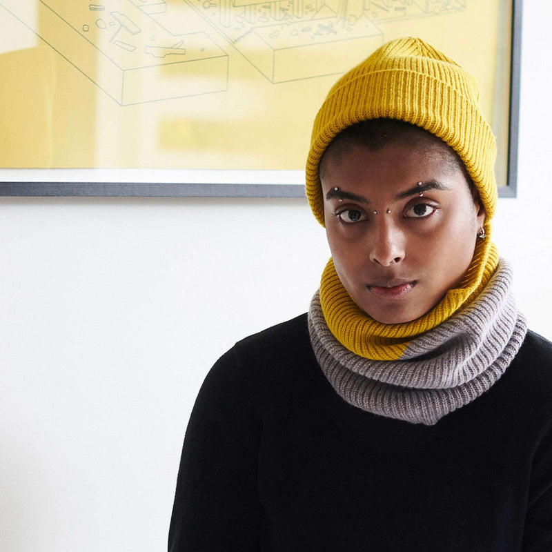 Electric Yellow  Lambswool Ribbed Beanie