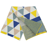 Electric Yellow & Marine Blue Triangle Stripe Lambswool Scarf