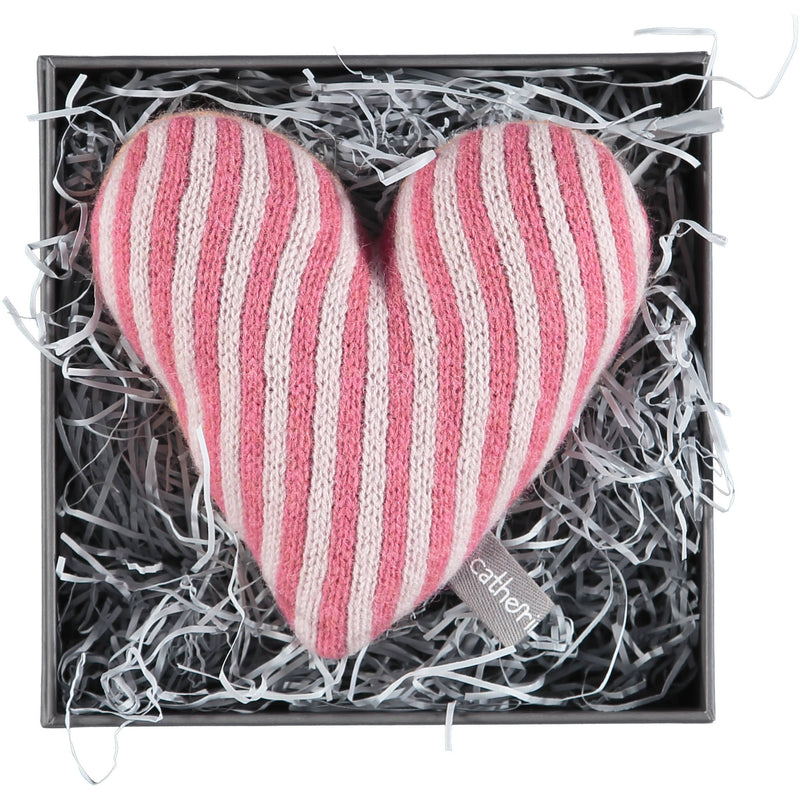 Mini Knitted Pink Stripy Heart With Lavender