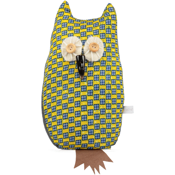 yellow afro owl lavender filled doorstop