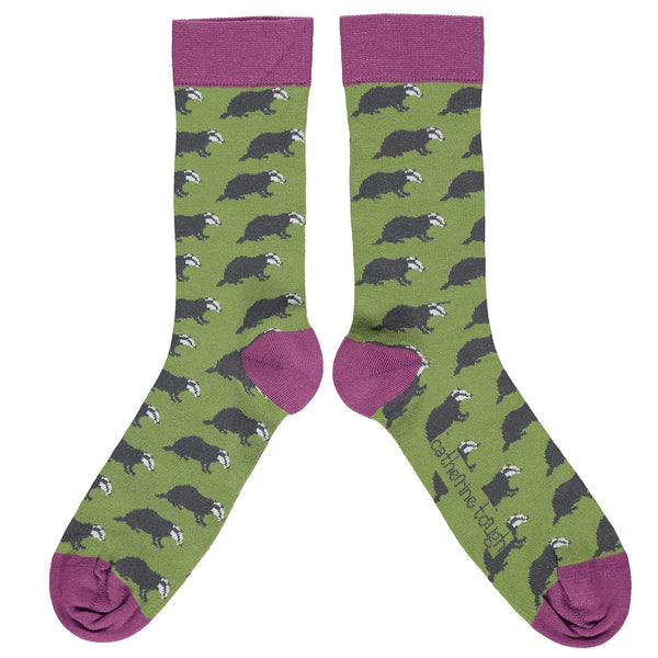 Men's Moss Green Badger Organic Cotton Ankle Socks