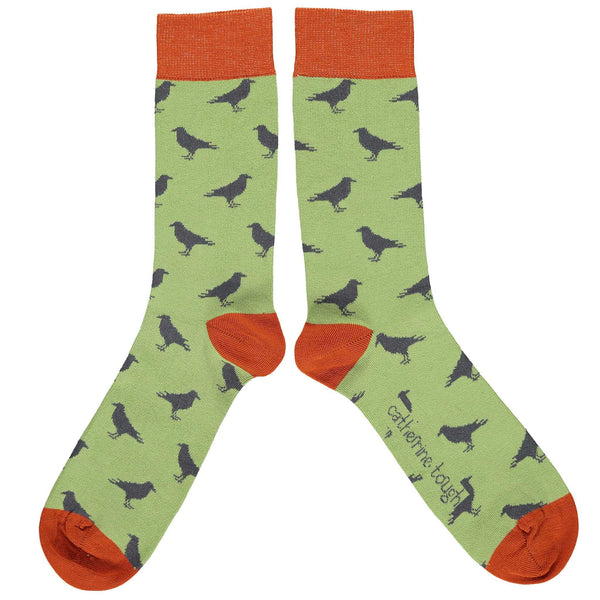 Men's Soft Green Crow Organic Cotton Ankle Socks