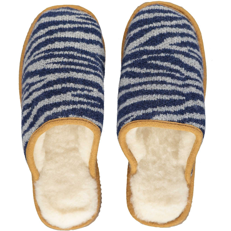zebra print slippers lined with sheepskin