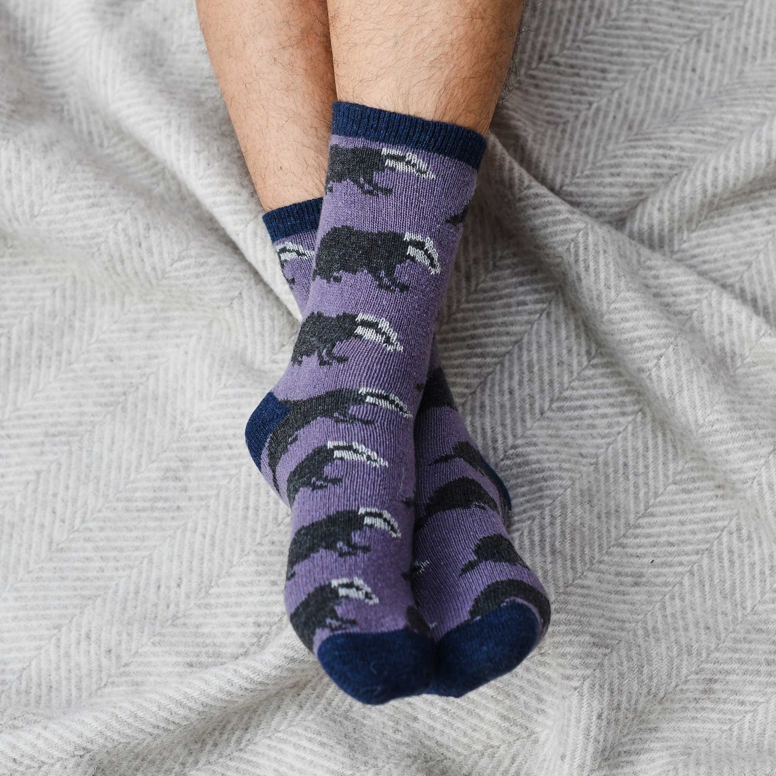 Men's Purple Badger Lambswool Ankle Socks – Catherine Tough