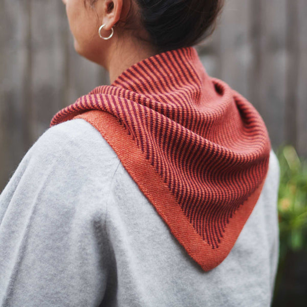 Lambswool Triangle Rust Stripe Neck Scarf
