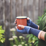 Women's Denim Blue & Peach Lambswool Fingerless Gloves