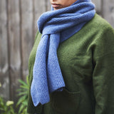 Lambswool Denim Blue Ribbed Scarf