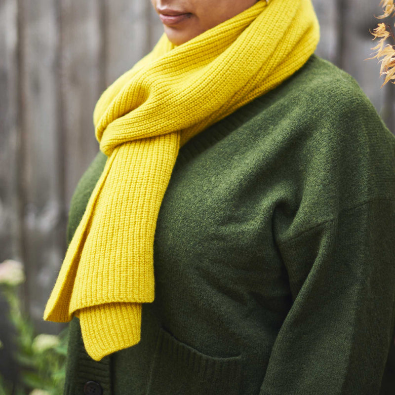 Lambswool Yellow Ribbed Scarf