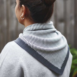 Lambswool Triangle Charcoal Stripe Neck Scarf