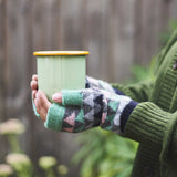 Women's Grey & Mint Triangle Lambswool Wrist Warmers