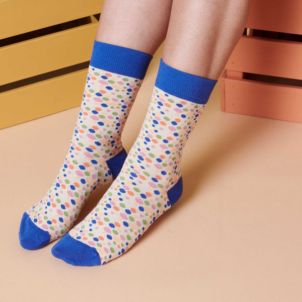 Ladies multi spot Organic Cotton Ankle Socks