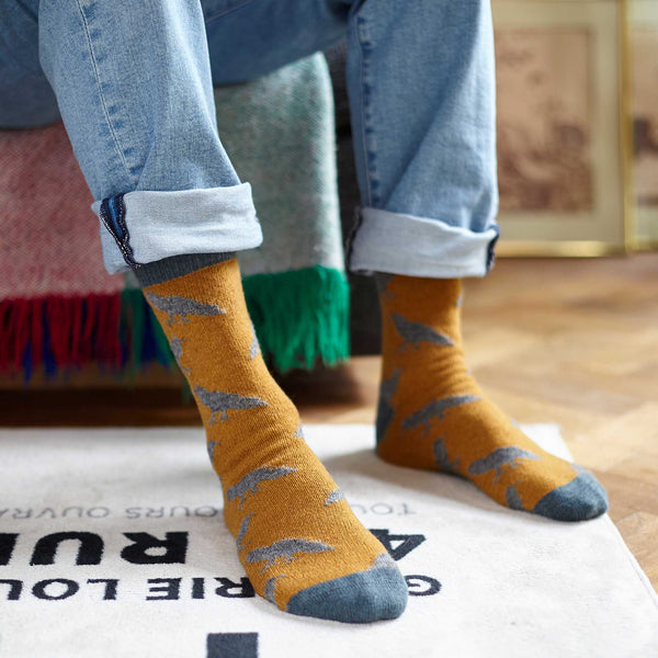 Men's Mustard Crow Lambswool Ankle Socks
