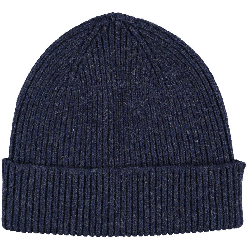 Navy  Blue Ribbed Lambswool Unisex Beanie
