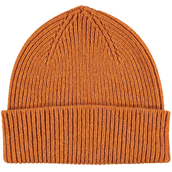 Rust Ribbed Lambswool Beanie