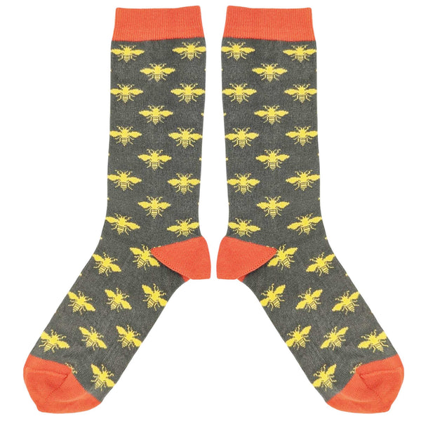 Men's Grey Bee Organic Cotton Ankle Socks