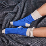 Women's Soft Cashmere Blend Slouch Socks - China Blue & Oatmeal