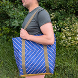 Navy Pin Stripe Fabric Tote Shopper Bag