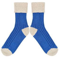 Women's Soft Cashmere Blend Slouch Socks - China Blue & Oatmeal