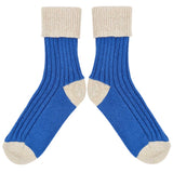 Women's Soft Cashmere Blend Slouch Socks - China Blue & Oatmeal