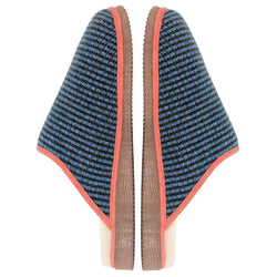 Green & Denim Stripe Lambswool & Sheepskin Slippers