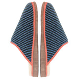 Green & Denim Stripe Lambswool & Sheepskin Slippers