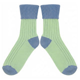 Women's Soft Cashmere Blend Slouch Socks - Mint & Light Blue