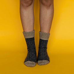 Charcoal & Soft Brown Cashmere Blend Slouch Socks
