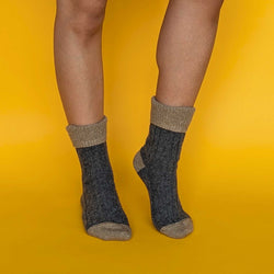 Charcoal & Soft Brown Cashmere Blend Slouch Socks