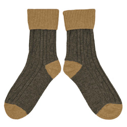 Charcoal & Soft Brown Cashmere Blend Slouch Socks