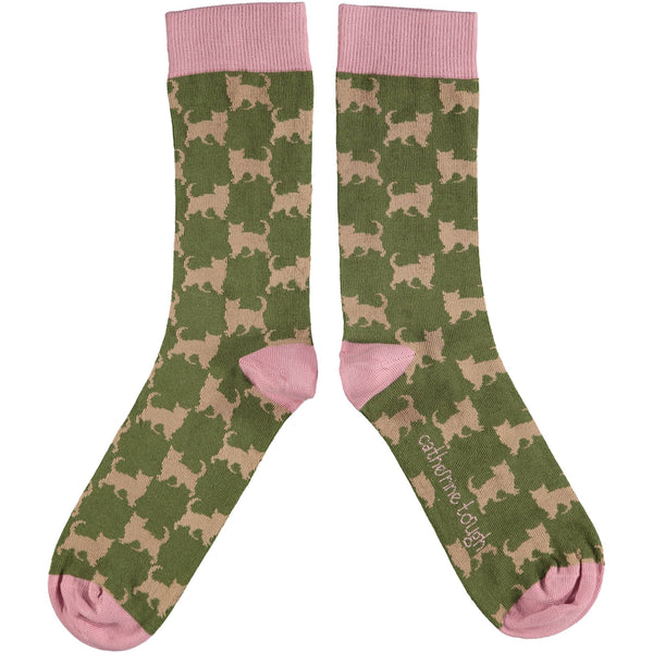 Men's Khaki Cat Organic Cotton Ankle Socks