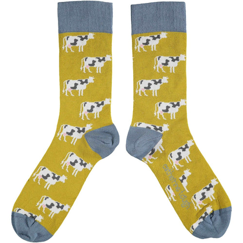 Women's Yellow Cow Organic Cotton Ankle Socks