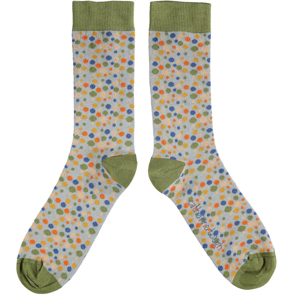 Men's Grey Multi Spot Organic Cotton Ankle Socks